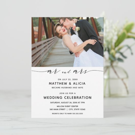 Hochzeitsankündigung und Empfang Einladung (Stehend Vorderseite)