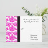 Hochzeitsannahmekarte, rosa Damast Einladung (Stehend Vorderseite)