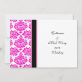 Hochzeitsannahmekarte, rosa Damast Einladung (Rückseite)