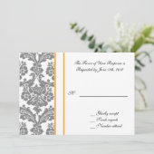 Hochzeitsannahmekarte, schwarzer Damast Einladung (Stehend Vorderseite)