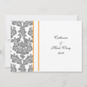 Hochzeitsannahmekarte, schwarzer Damast Einladung (Rückseite)