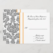 Hochzeitsannahmekarte, schwarzer Damast Einladung (Vorne/Hinten)