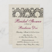 Hochzeitsantike Spitzen Linen Weiße klassische Hüb Einladung (Vorne/Hinten)