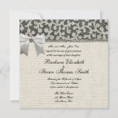 Hochzeitsantike Spitzen Linen Weiße klassische Hüb Einladung (Vorderseite)