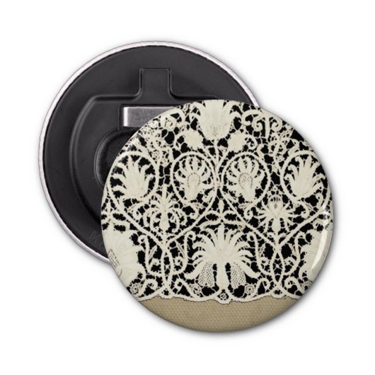 Hochzeitsantike Spitzen Linen Weiße klassische Hüb Flaschenöffner (Vorderseite)