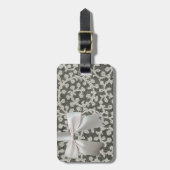 Hochzeitsantike Spitzen Linen Weiße klassische Hüb Gepäckanhänger (Vorderseite vertikal)