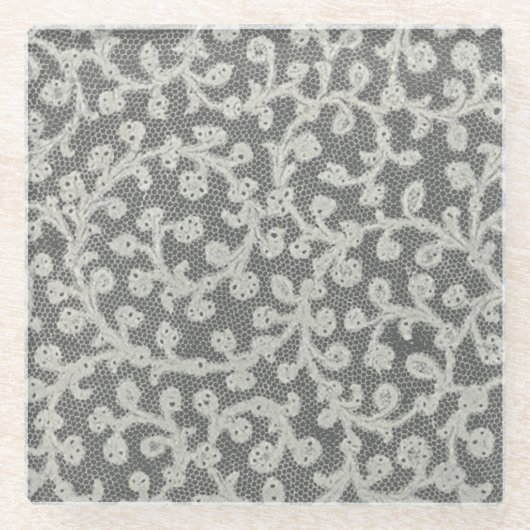 Hochzeitsantike Spitzen Linen Weiße klassische Hüb Glasuntersetzer (Vorderseite)