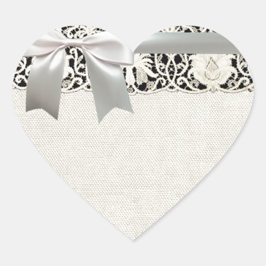 Hochzeitsantike Spitzen Linen Weiße klassische Hüb Herz-Aufkleber (Vorderseite)