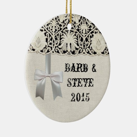 Hochzeitsantike Spitzen Linen Weiße klassische Hüb Keramikornament (Rechts)