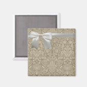 Hochzeitsantike Spitzen Linen Weiße klassische Hüb Magnet (Vorderseite/Rückseite)