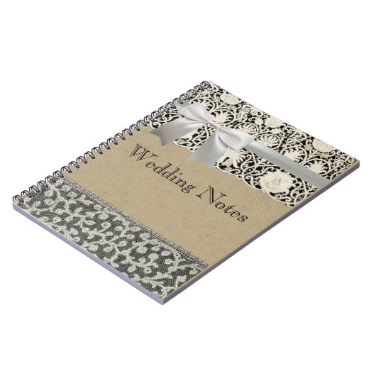 Hochzeitsantike Spitzen Linen Weiße klassische Hüb Notizblock (Linke Seite)