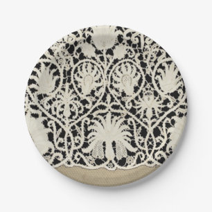 Hochzeitsantike Spitzen Linen Weiße klassische Hüb Pappteller