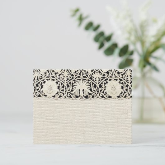 Hochzeitsantike Spitzen Linen Weiße klassische Hüb Postkarte (Stehend Vorderseite)