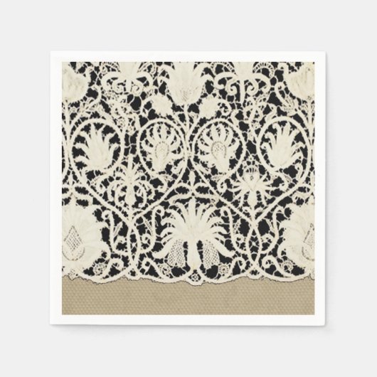 Hochzeitsantike Spitzen Linen Weiße klassische Hüb Serviette (Vorderseite)