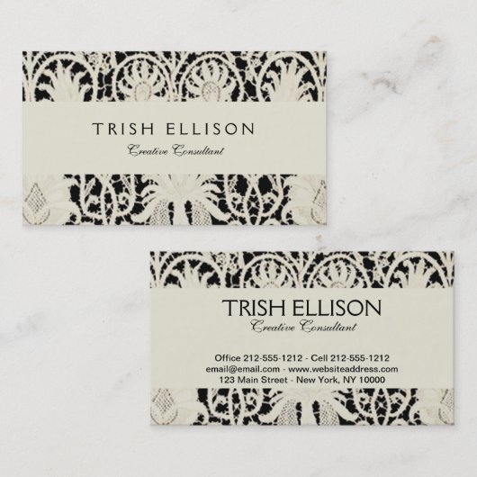 Hochzeitsantike Spitzen Linen Weiße klassische Hüb Visitenkarte (Vorne/Hinten)