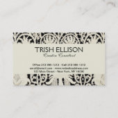 Hochzeitsantike Spitzen Linen Weiße klassische Hüb Visitenkarte (Rückseite)