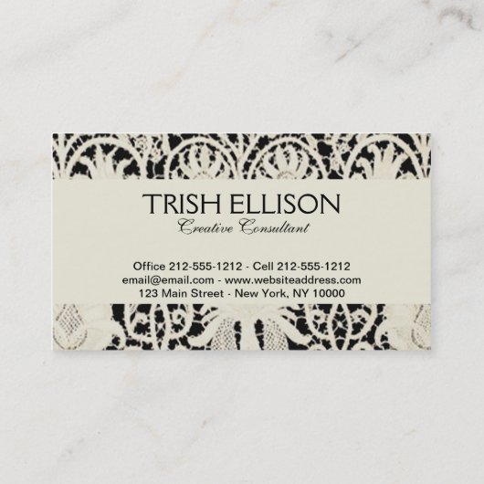 Hochzeitsantike Spitzen Linen Weiße klassische Hüb Visitenkarte (Rückseite)