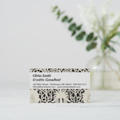 Hochzeitsantike Spitzen Linen Weiße klassische Hüb Visitenkarte (Stehend Vorderseite)