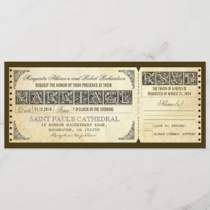 Hochzeitsantiquität Ticket Einladung & RSVP Design