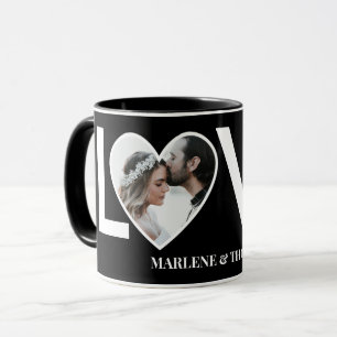 Hochzeitsantrag Individuelle Foto Schwarz Herz Rah Tasse