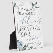 Hochzeitsantrag Jenga Block Dusty Blue Floral 2 Fotoplatte (Seite)