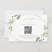 Hochzeitsantwort online mit QR Code Greenery Gold RSVP Karte (Vorderseite)