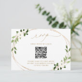 Hochzeitsantwort online mit QR Code Greenery Gold RSVP Karte (Stehend Vorderseite)