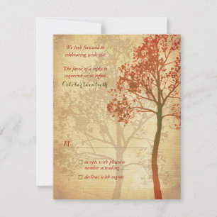 Hochzeitsantwortkarte mit Herbstbaum RSVP Karte