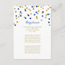 Hochzeitsanweisung für Navy Blue Gold Confetti