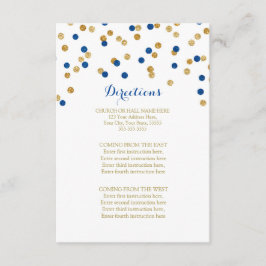 Hochzeitsanweisung für Navy Blue Gold Confetti Begleitkarte