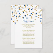 Hochzeitsanweisung für Navy Blue Gold Confetti Begleitkarte (Vorne/Hinten)