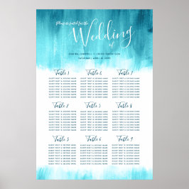 Hochzeitsaqua Blau abstrakter Tisch Plan Poster