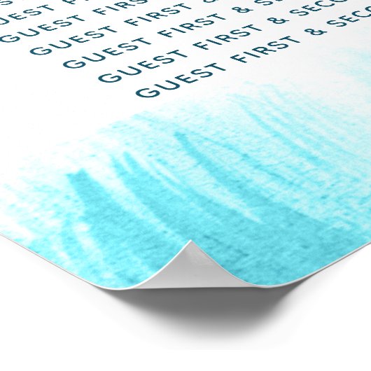 Hochzeitsaqua Blau abstrakter Tisch Plan Poster (Ecke)