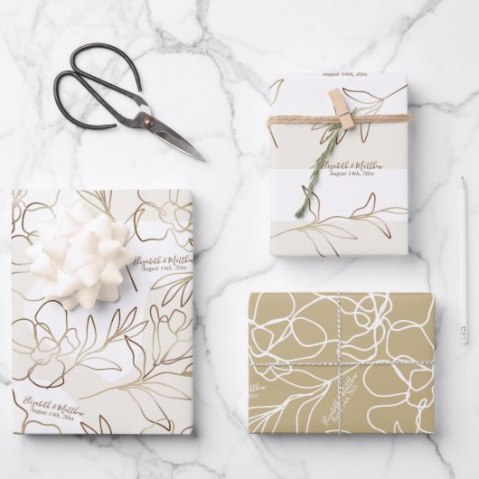 Hochzeitsarbeit, Brautparty-Wrapping Paper-Set Geschenkpapier Set (Vorderseite)