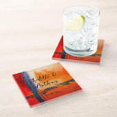 Hochzeitsarbeit für kreative Abstrakte Kunstwerke Glasuntersetzer (Schrägansicht)