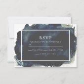 Hochzeitsarbeiten für Navy-Aquarell-Lackrahmen RSVP Karte (Vorderseite)