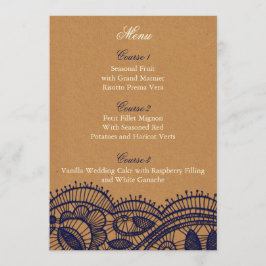 Hochzeitsarbeiten für Navy Lace und Kraft Papier Menükarte
