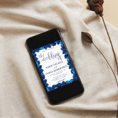 Hochzeitsarbeiten in blau-weißem Marmor Einladung