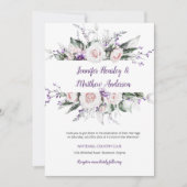 Hochzeitsarbeiten mit lila und blüten Aquarellbild Einladung (Vorderseite)