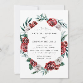 Hochzeitsarbeiten mit Watercolor Roses und White R Einladung
