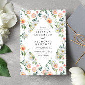 Hochzeitsarbeiten mit weißem Blumenmuster Einladung