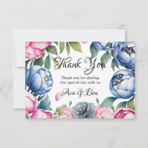 Hochzeitsarge Wasserfarbe Rosa und Blau Dankeskarte