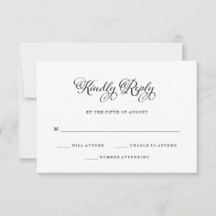 Hochzeitsarm   Schwarz-Weiß-Kalligrafie RSVP Karte