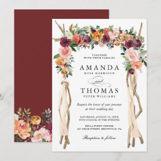 Hochzeitsarsch Burgund Rosenblüte Einladung