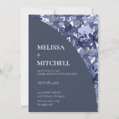 Hochzeitsarsch Wasserfarben Navy Blauer Flor Einladung (Vorderseite)