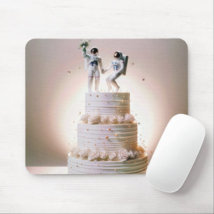Hochzeitsastronauten auf "Tiered Cake" Mousepad