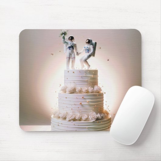 Hochzeitsastronauten auf "Tiered Cake" Mousepad (Mit Mouse)