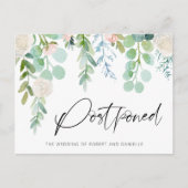 Hochzeitsaufenthalt Wasserfarbe Blumengrün Ankündigungspostkarte (Vorderseite)