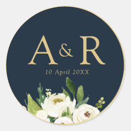 Hochzeitsaufkleber für die Elfenbeinblume Runder Aufkleber