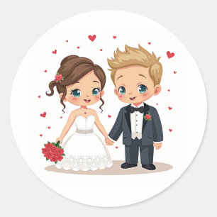 Hochzeitsaufkleber für Liebe und Kirschen Runder Aufkleber